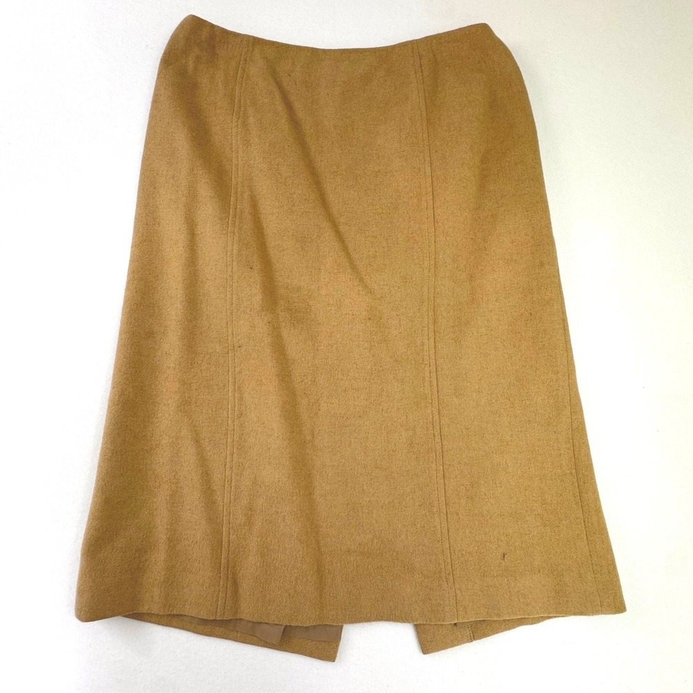 Talbots Vintage Pure Camel Hair Midi Skirt Tan Brown Made in Italy Women Size 12